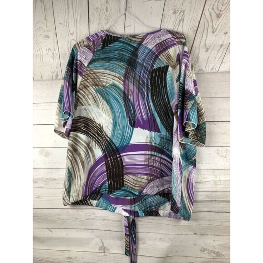Jennifer Lauren Plus Womens Blouse ruffles at neck-ties at waist 2X semi sheer - Picture 2 of 4
